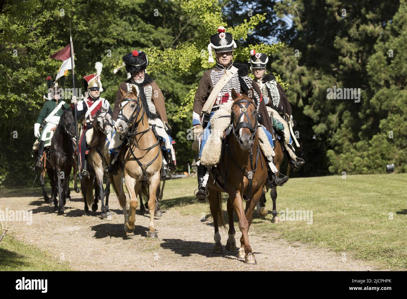 Prima rievocazione dell'Impero Francia Napoleone Bonaparte Armata cavalleria militare Foto Stock