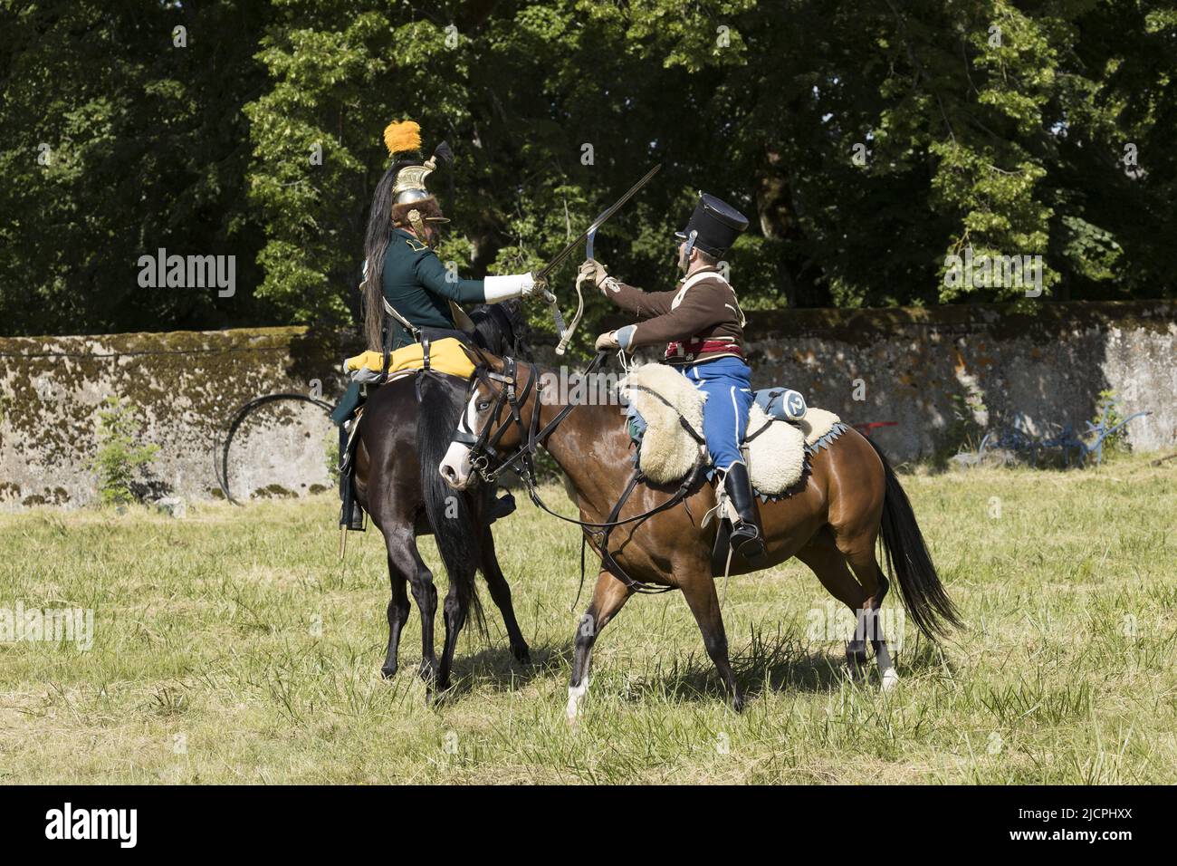 Prima rievocazione dell'Impero Francia Napoleone Bonaparte Armata cavalleria militare Foto Stock