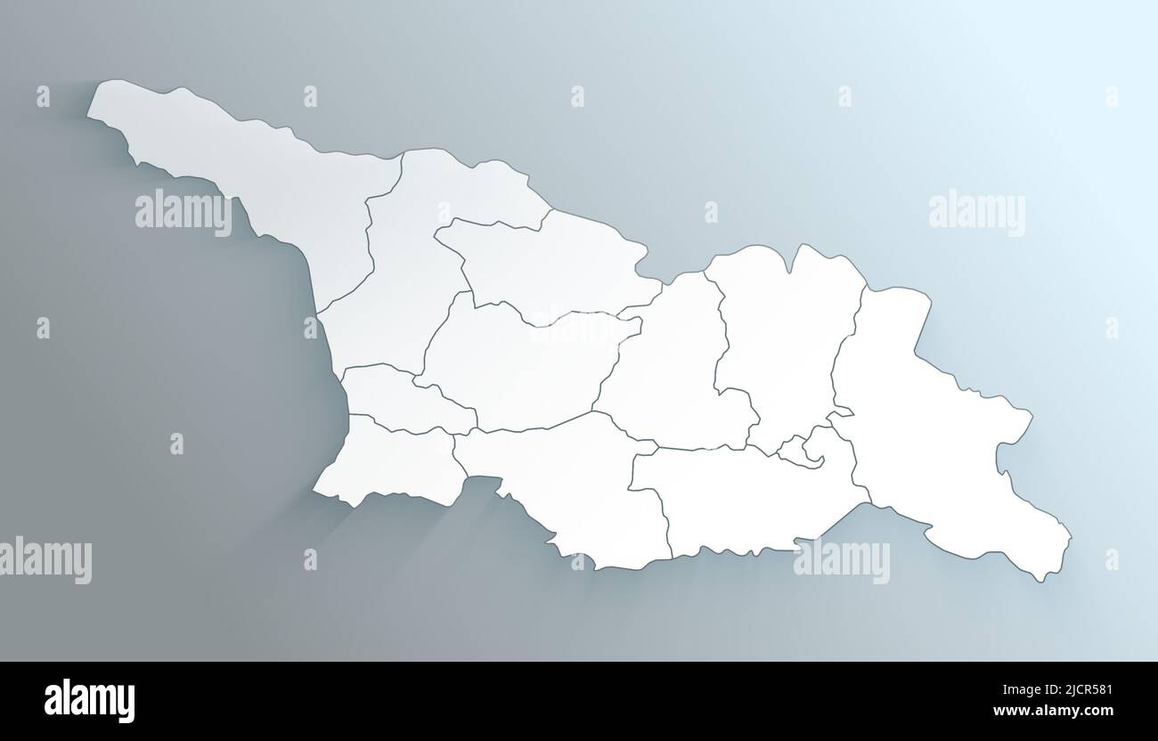 Mappa geografica della Georgia con regioni con ombre Foto Stock