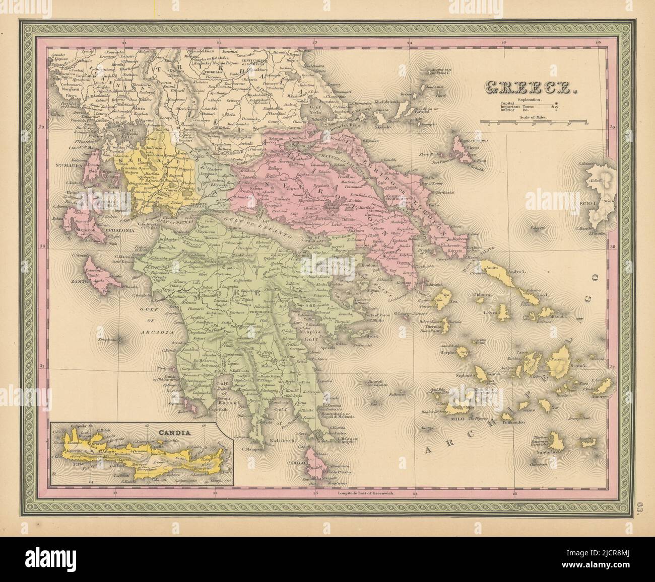 Grecia. Ionian Cyclades Sporades isole. THOMAS, COWPERTHWAIT 1852 vecchia mappa Foto Stock