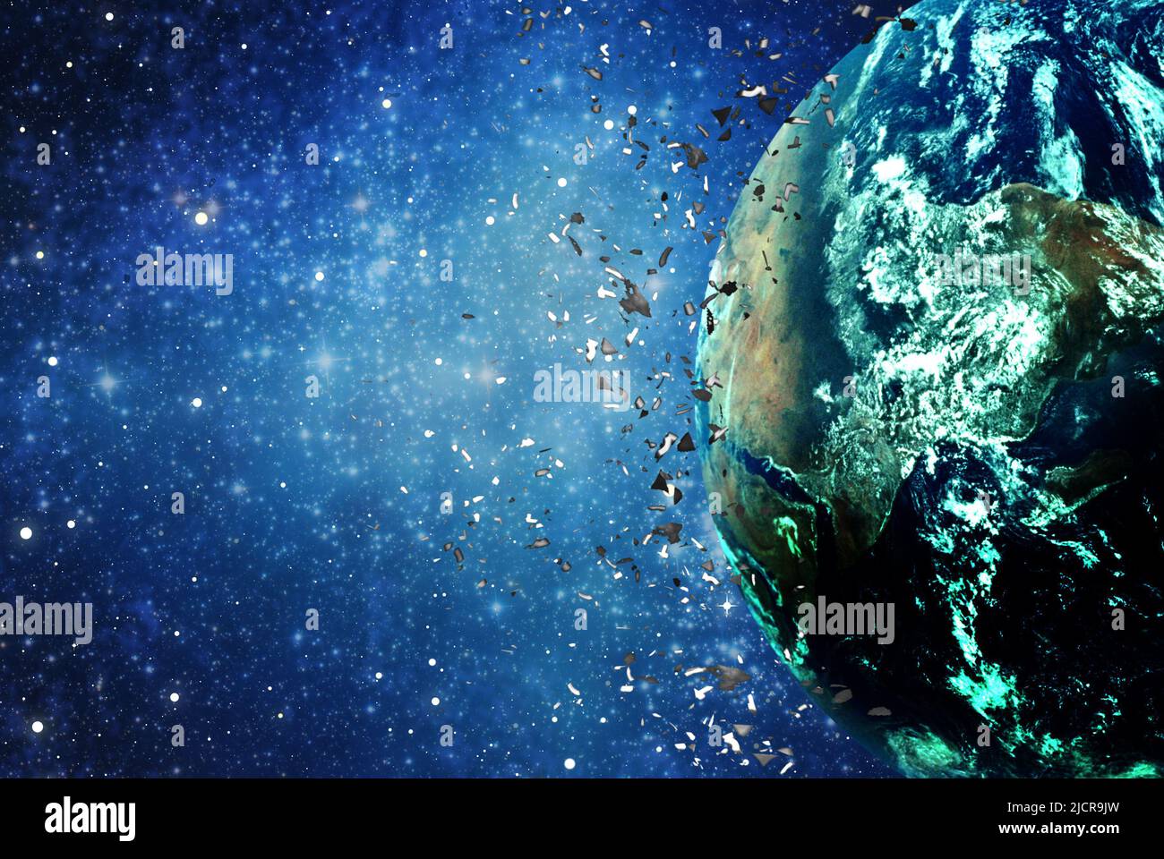 Spazzatura dello spazio e detriti di spazio intorno alla Terra Foto Stock
