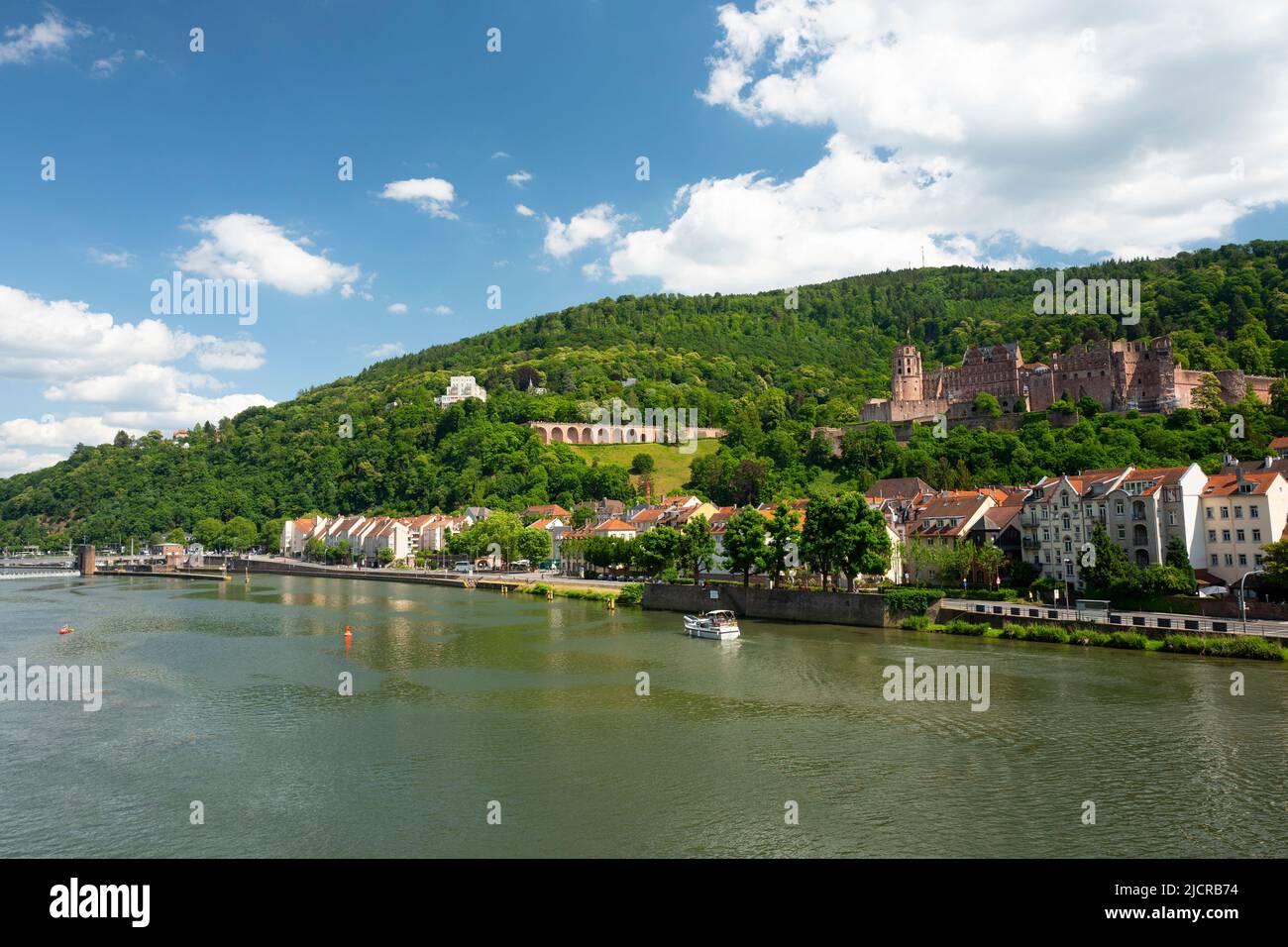 Il fiume Neckar a Heidelberg, Germania Foto Stock