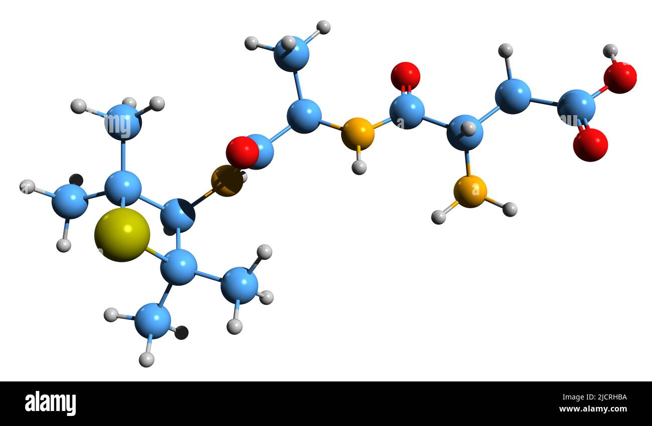 3D immagine della formula scheletrica di Alitame - struttura chimica molecolare del dolcificante Е956 isolato su sfondo bianco Foto Stock