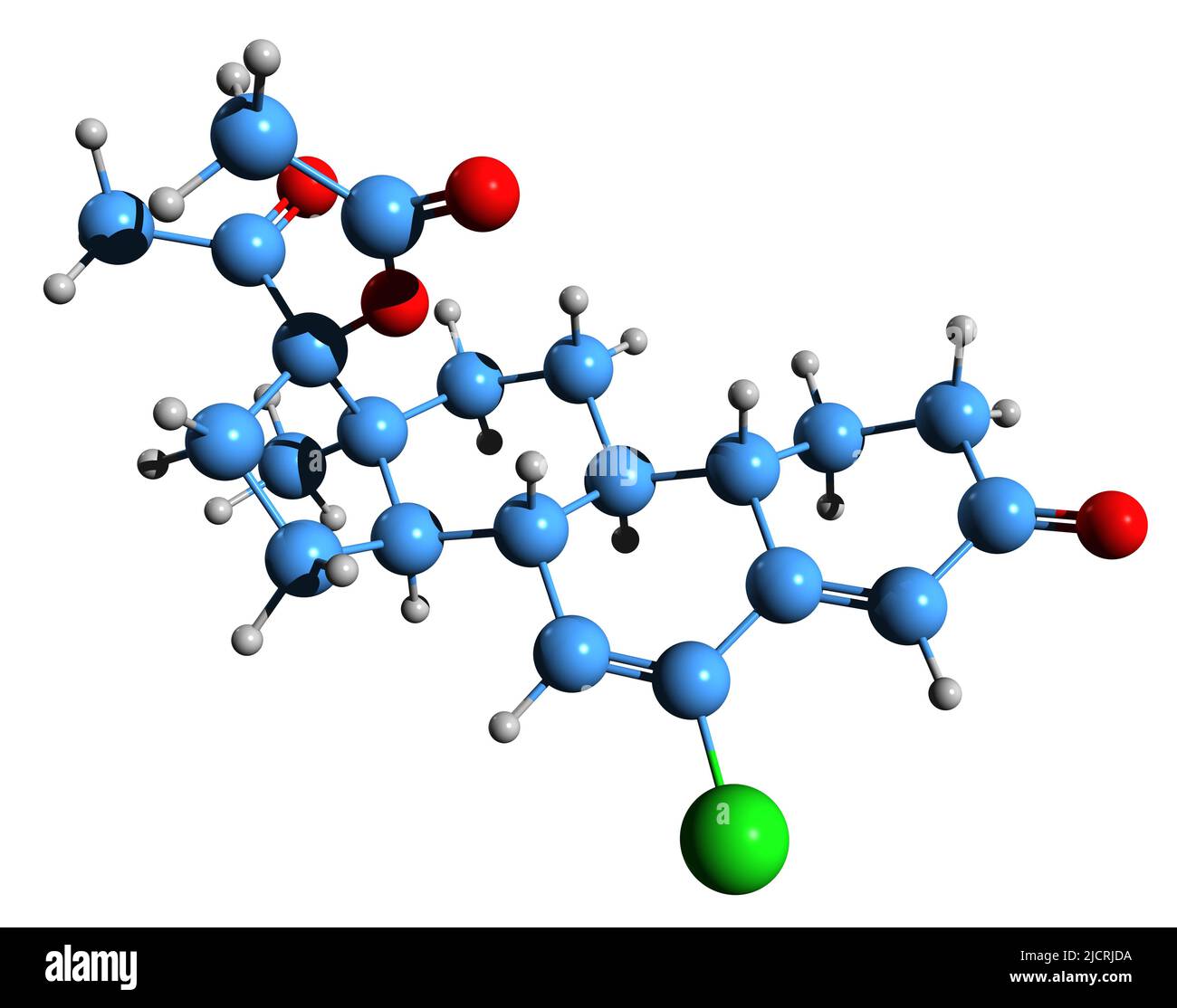 3D immagine di Amadinone acetato formula scheletrica - struttura chimica molecolare della progestina steroidea isolata su sfondo bianco Foto Stock