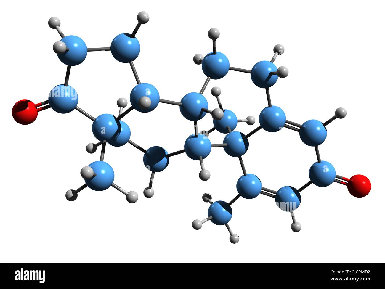 3D immagine della formula scheletrica di Atamestane - struttura chimica molecolare del metandrodo isolato su sfondo bianco Foto Stock
