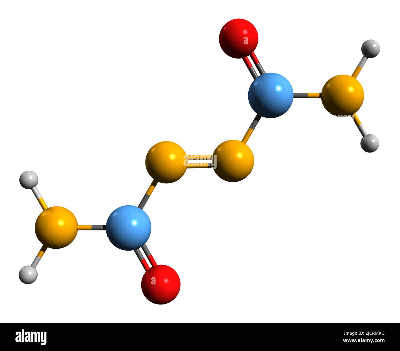 3D immagine della formula scheletrica azodicarbonamide - struttura chimica molecolare della Diazenedicarbossamide isolata su sfondo bianco Foto Stock