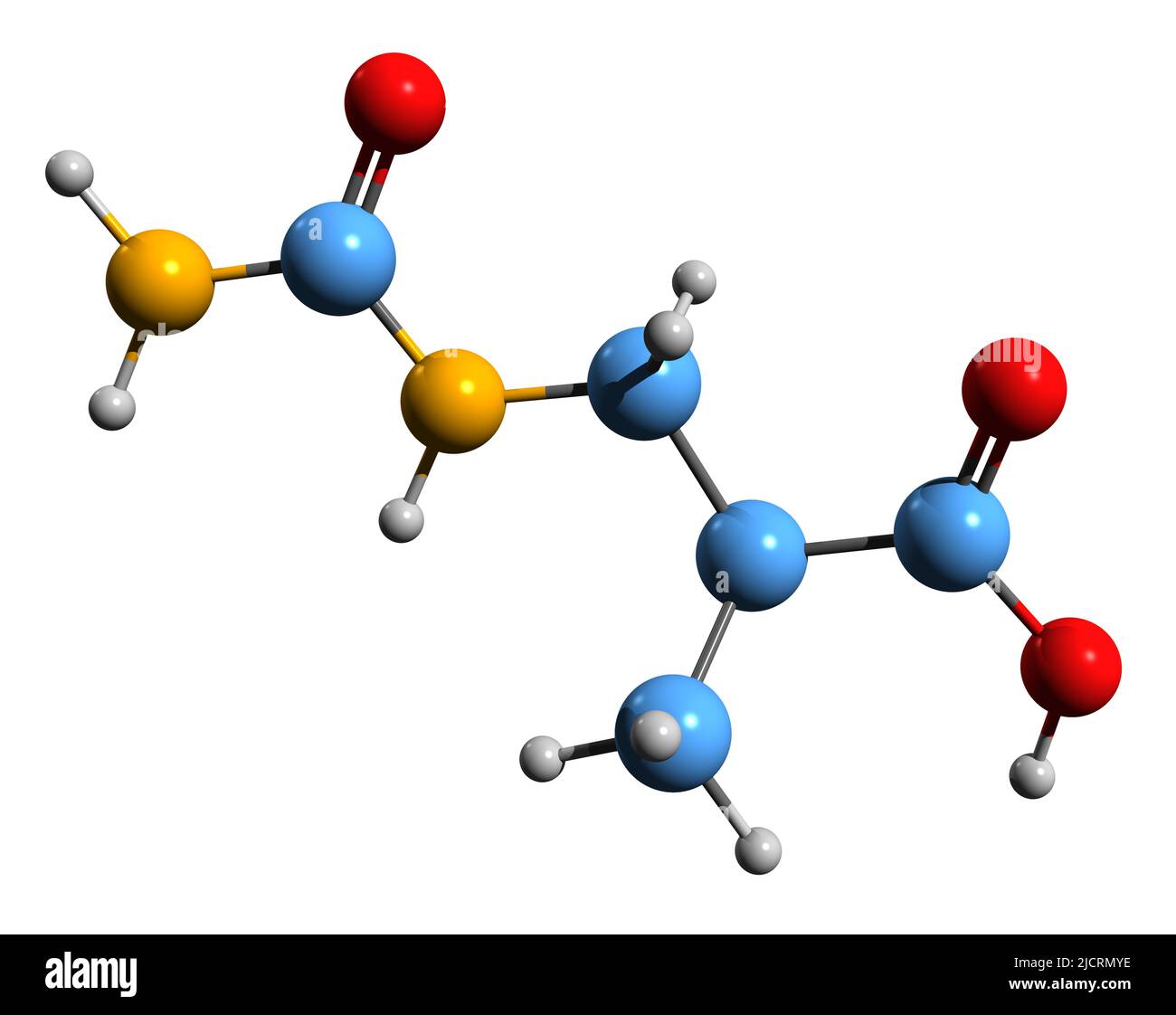 3D immagine dell'acido beta-ureidoisobutirrico formula scheletrica - struttura chimica molecolare del metabolita isolato su sfondo bianco Foto Stock