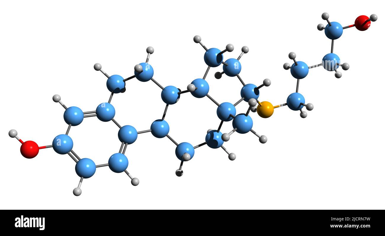 3D immagine di Butolame formula scheletrica - struttura chimica molecolare di estrogeni steroidei isolati su sfondo bianco Foto Stock