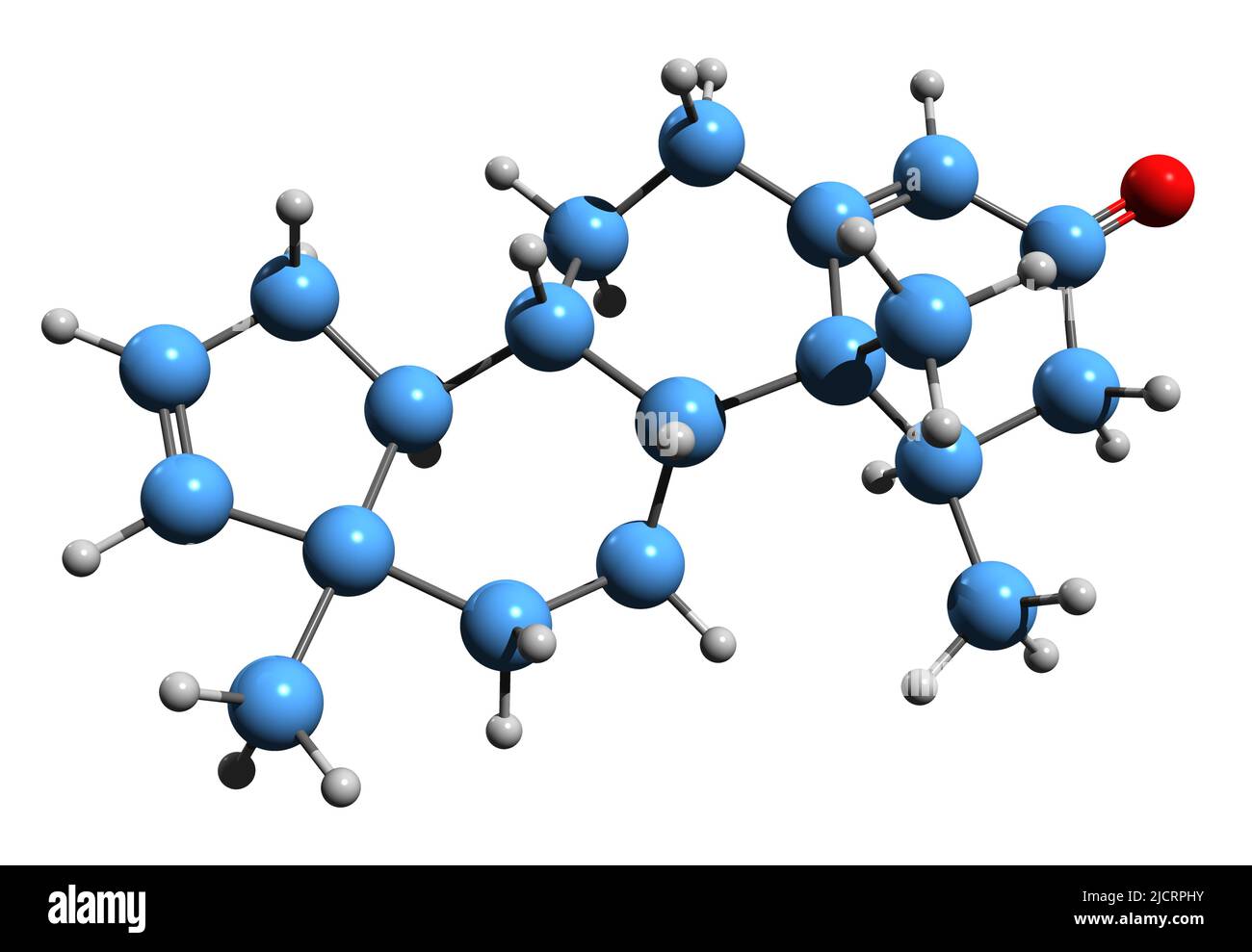 3D immagine della formula scheletrica di Delanterone - struttura chimica molecolare di antiandrogeni steroidei isolati su sfondo bianco Foto Stock