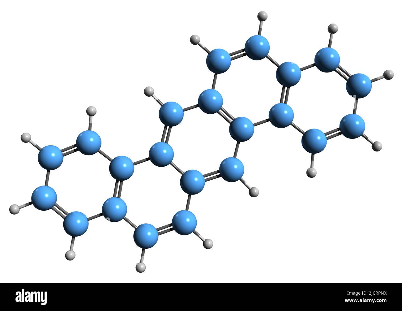 3D immagine della formula scheletrica di Dibenzanthracene - struttura chimica molecolare del composto organico isolato su sfondo bianco Foto Stock
