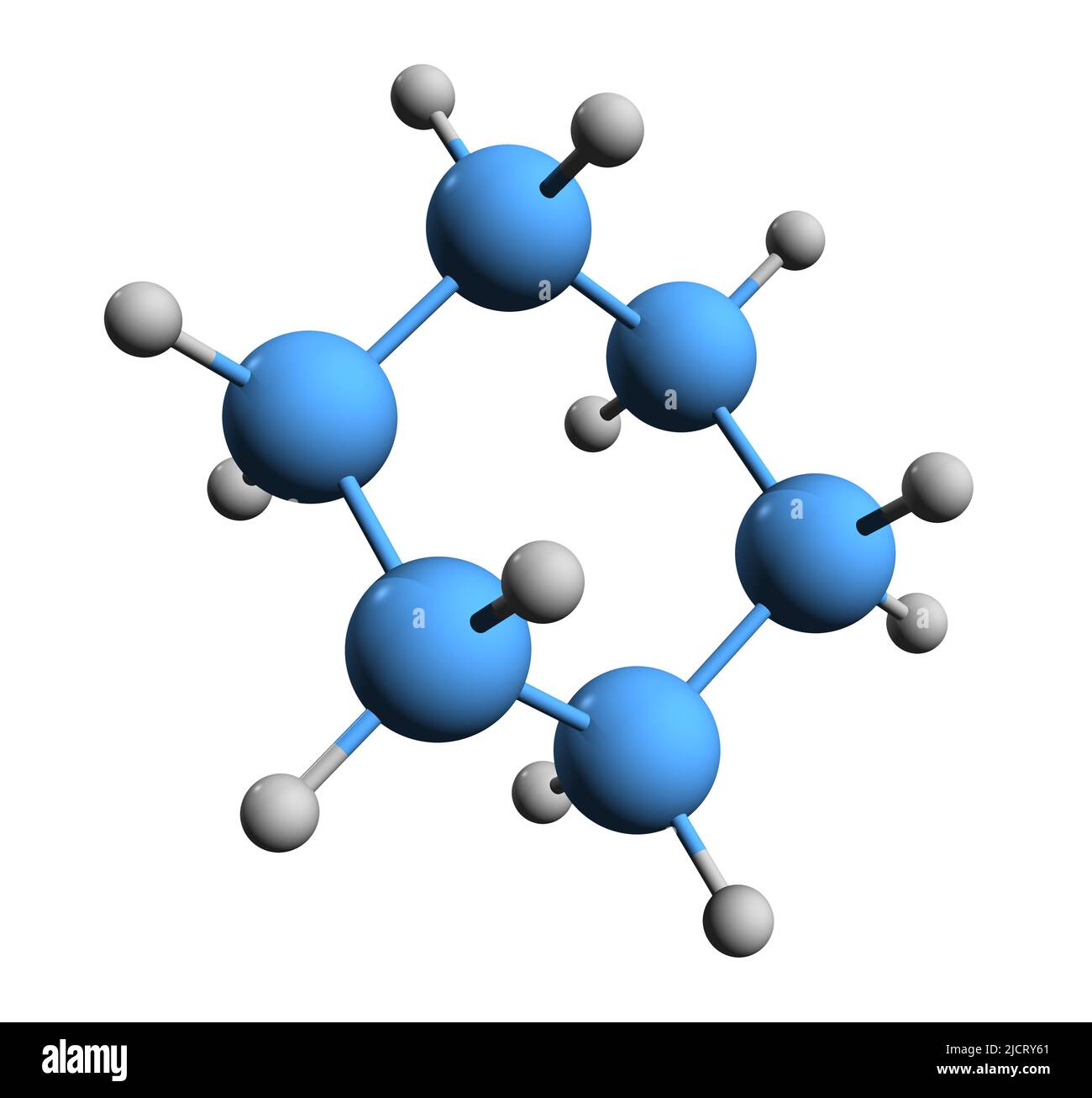 3D immagine di formula scheletrica cicloesanica - struttura chimica molecolare del cicloalcano C6H12 isolato su sfondo bianco Foto Stock