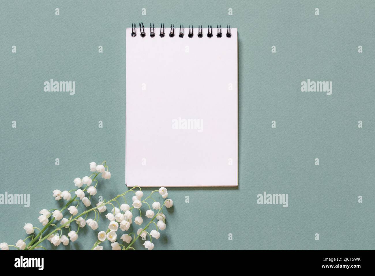 fiori e un foglio bianco per scrivere che cosa fare lista o Grazie. gratitudine o concetto di pianificazione Foto Stock