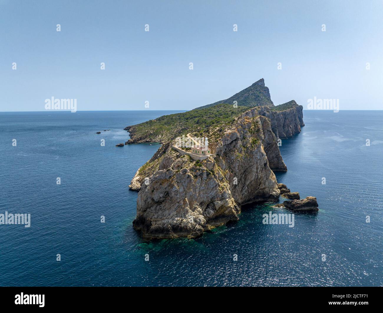 Vista dall'isola Dragonera, Maiorca. Parque Natural de SA Dragonera. Vista aerea. Foto Stock