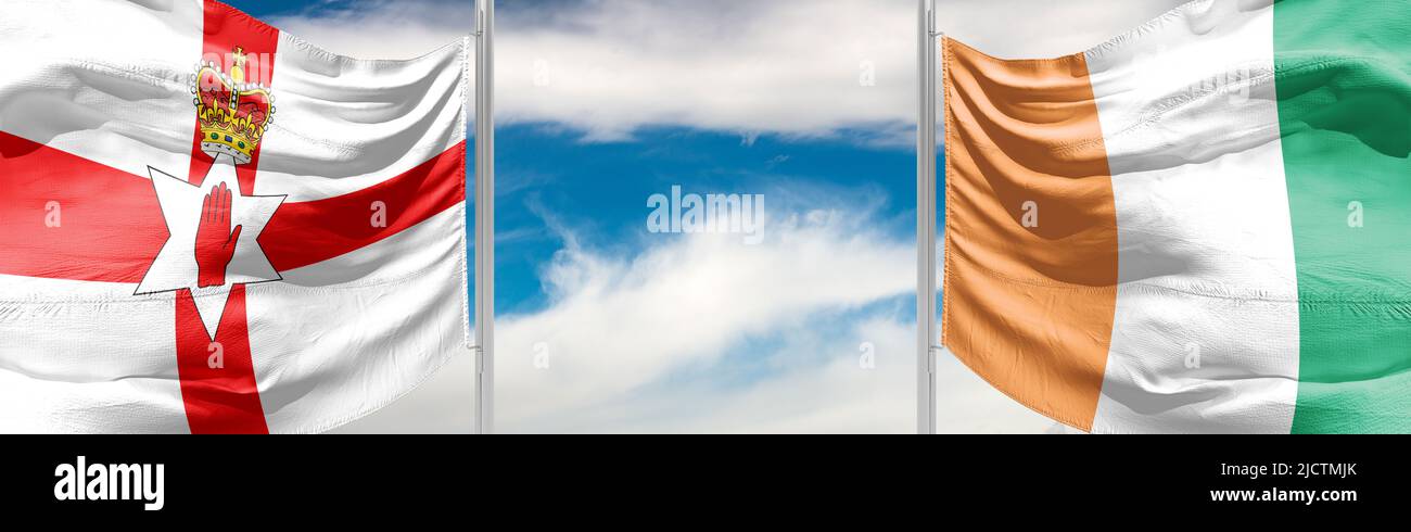 bandiera dell'irlanda e dell'irlanda del nord .unificazione dell'irlanda Foto Stock