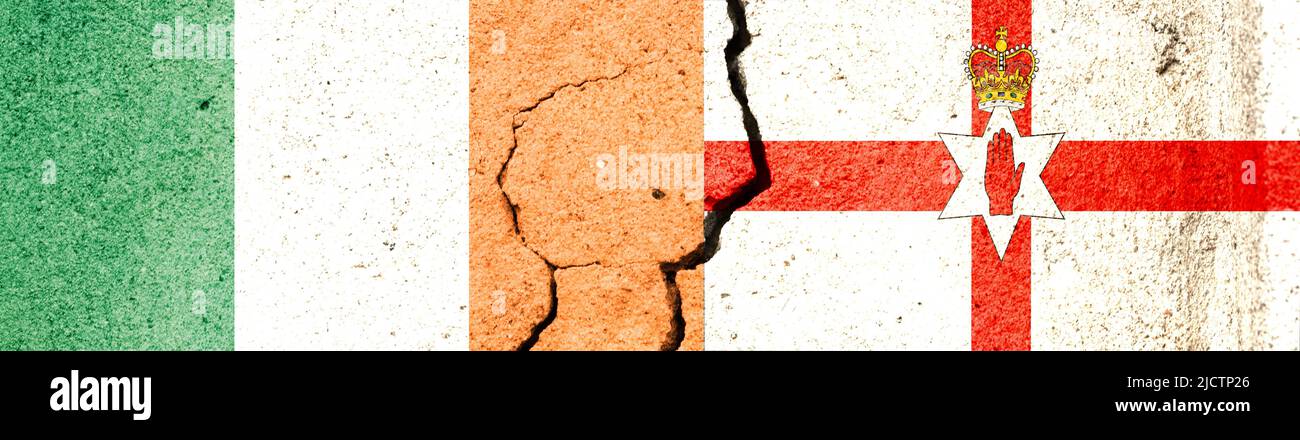 bandiera dell'irlanda e dell'irlanda del nord .unificazione dell'irlanda Foto Stock