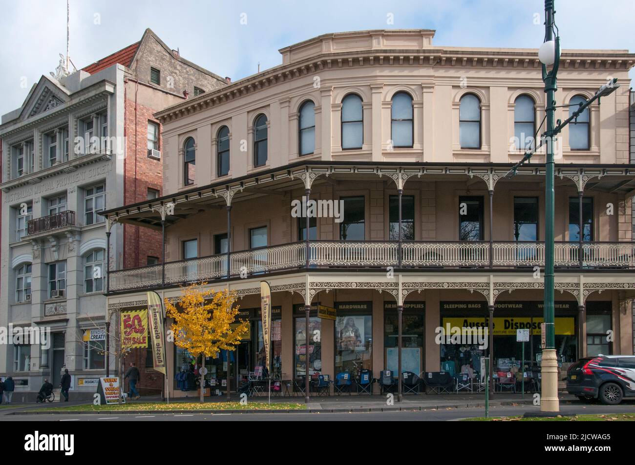 Street Corner a Charing Cross, Bendigo, Victoria, Australia Foto Stock