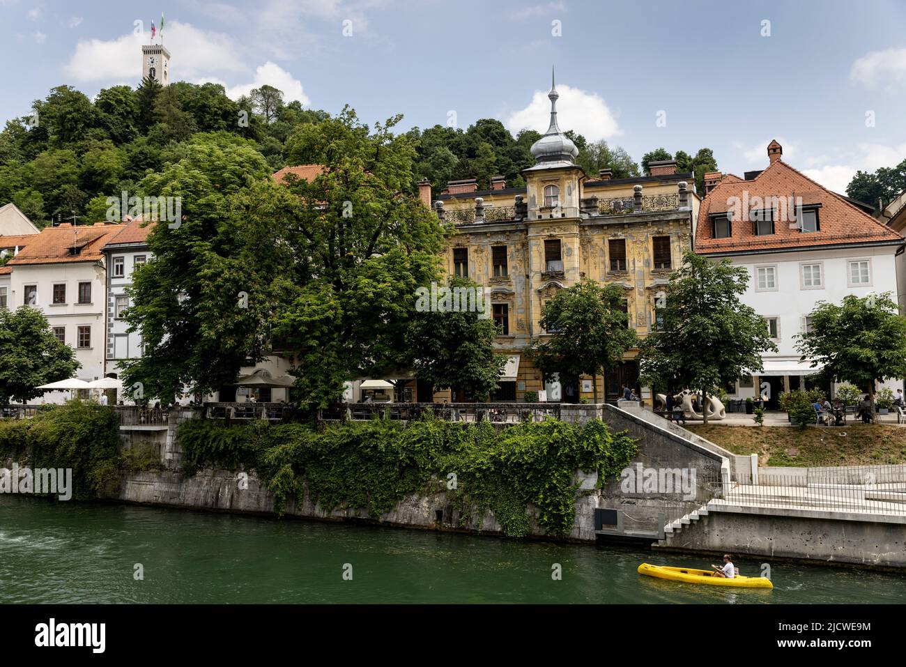 Il fiume Lubiana a Lubiana, capitale della Slovenia. Foto: Christine Olsson / TT / code 10430 Foto Stock