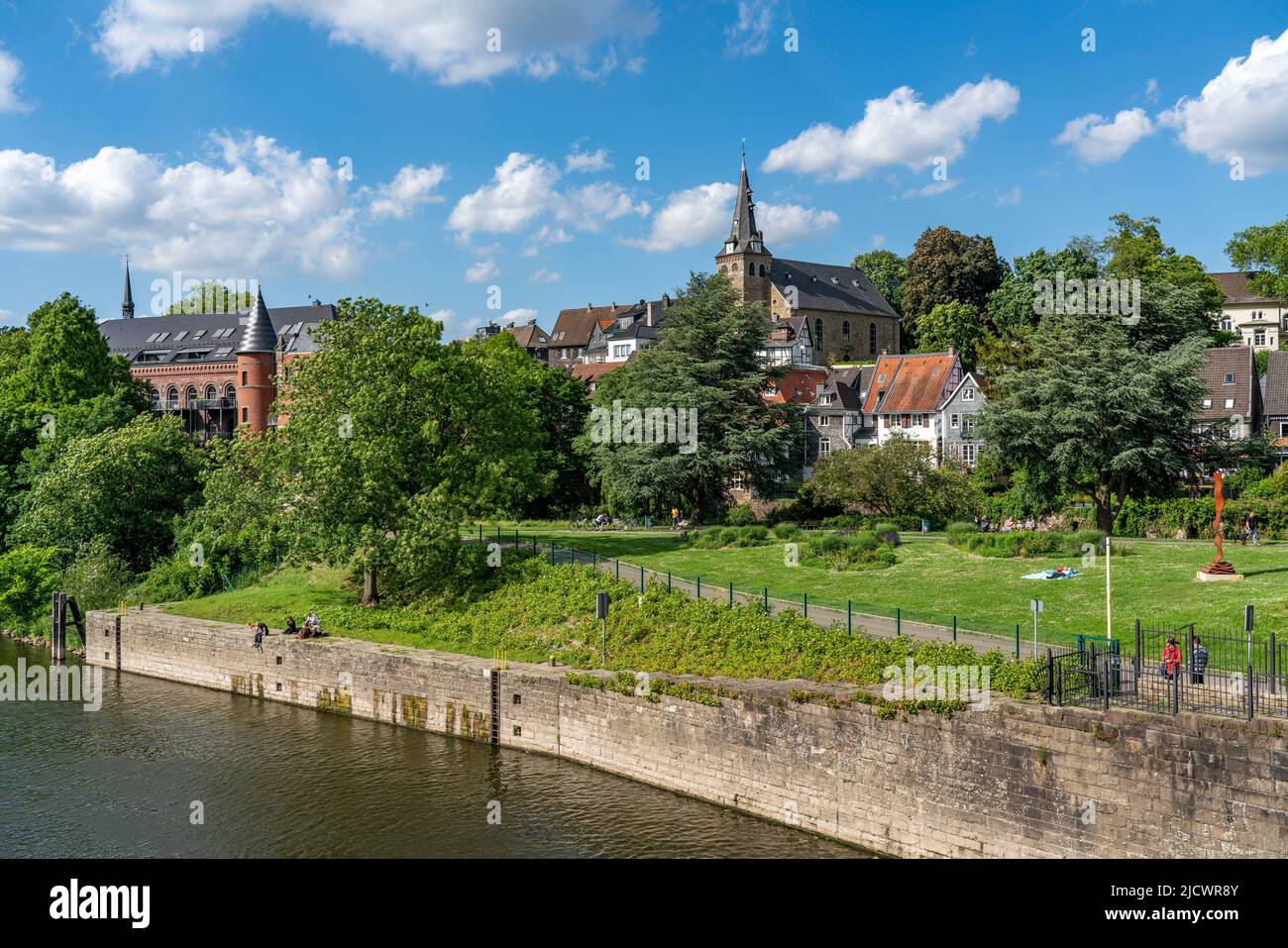 La città vecchia di Essen-Kettwig, sul fiume Ruhr, Essen NRW, Germania, Foto Stock