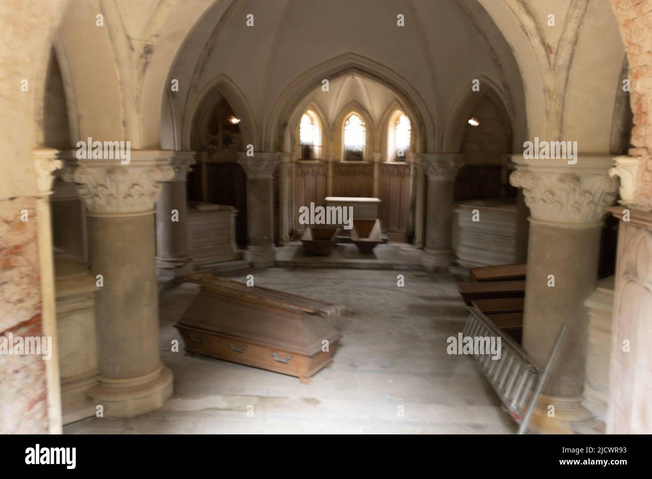 Vista all'interno di un mausoleo Foto Stock