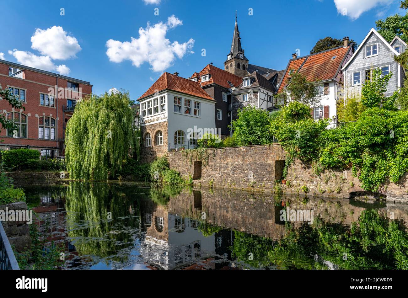 La città vecchia di Essen-Kettwig, sul fiume Ruhr, Essen NRW, Germania, Foto Stock
