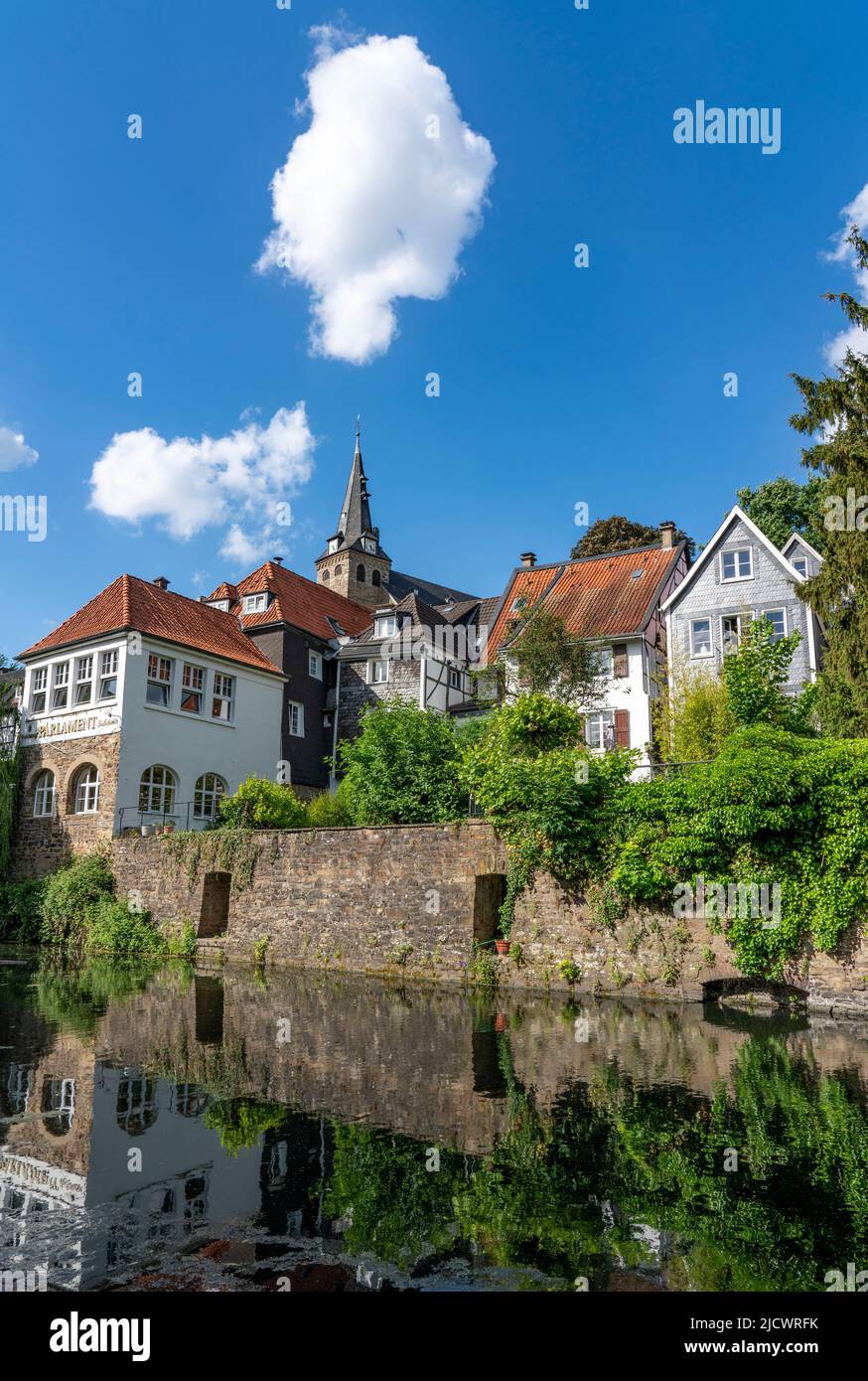La città vecchia di Essen-Kettwig, sul fiume Ruhr, Essen NRW, Germania, Foto Stock