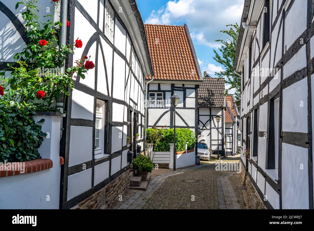 La città vecchia di Essen-Kettwig, case a Kaiserstrasse, Essen NRW, Germania, Foto Stock