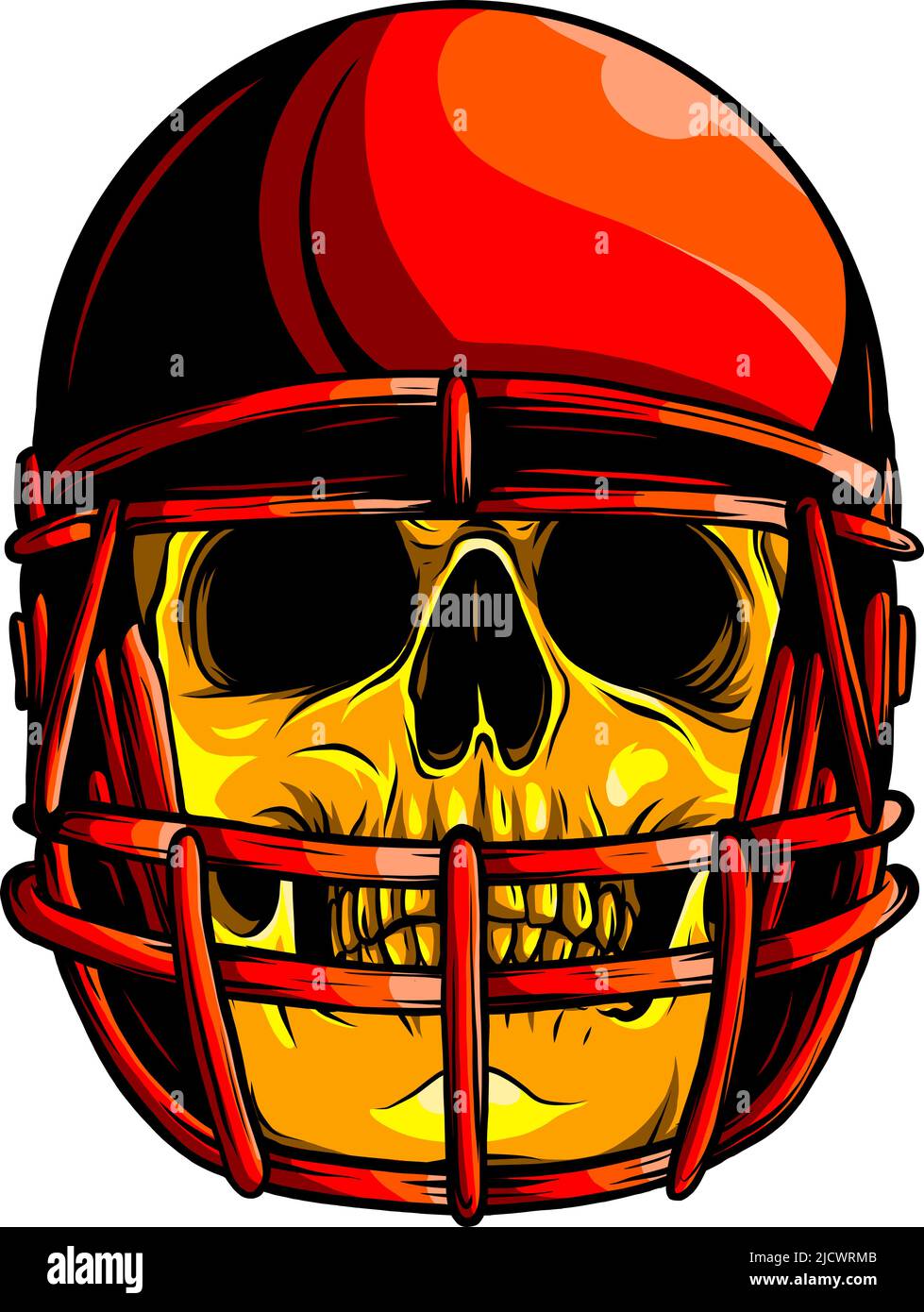 Cranio nel casco da calcio. Illustrazione vintage vettoriale Illustrazione Vettoriale