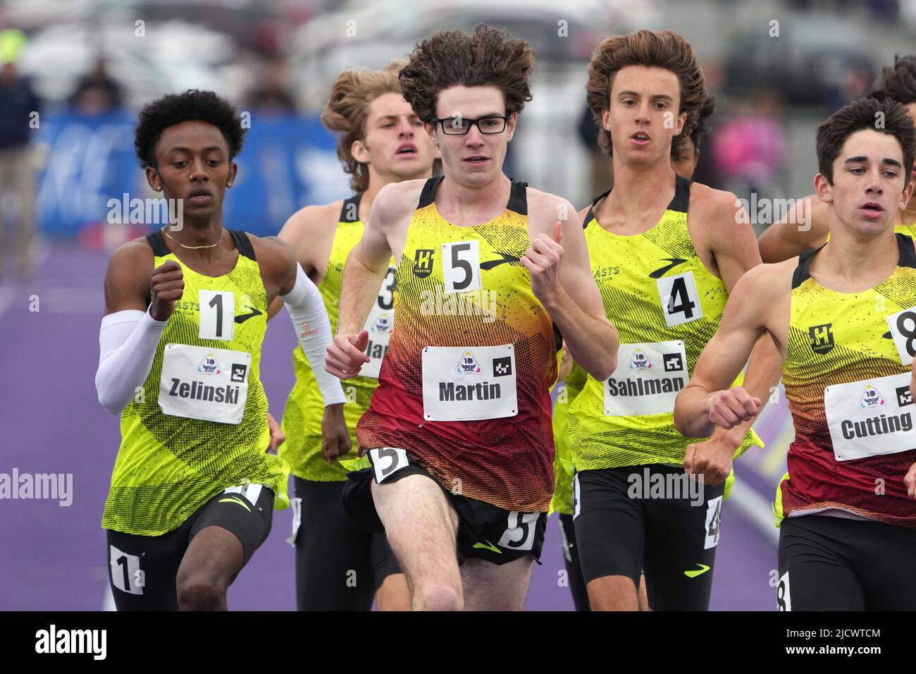 Gary Martin di Arcivescovo Wood (PA) si piazza terzo nei ragazzi 800m in 1:48,59 durante il Meeting Brooks PR Invitational high School, mercoledì 15 giugno 2022, a Seattle. Foto Stock