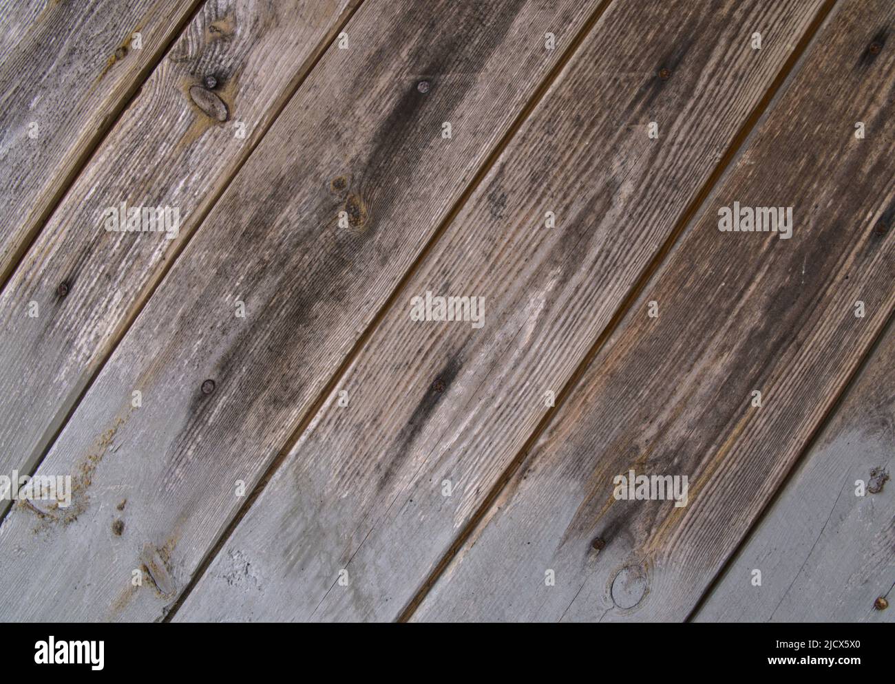 sfondo legno grigio antico con vernice shabby, con spazi tra le tavole, nodi. Legno naturale stagionato e sbiadito con linee di assi, con spazio per tex Foto Stock