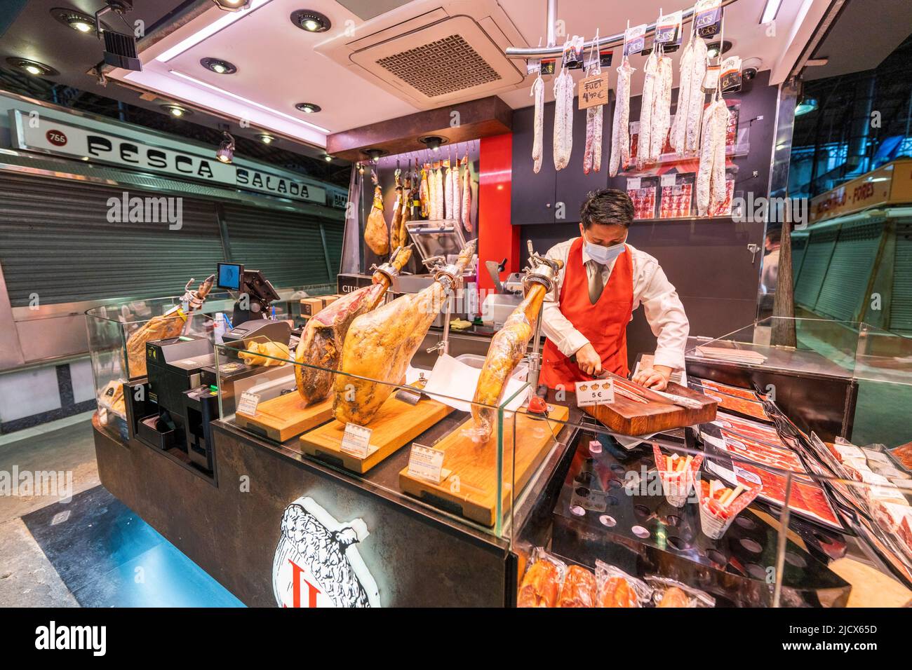 Il mercato della Boqueria, Barcellona, Catalogna, Spagna, Europa Foto Stock