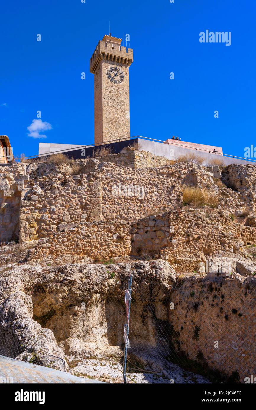 La torre di Mangana, Cuenca, Castiglia-la Mancha, Spagna, Europa Foto Stock