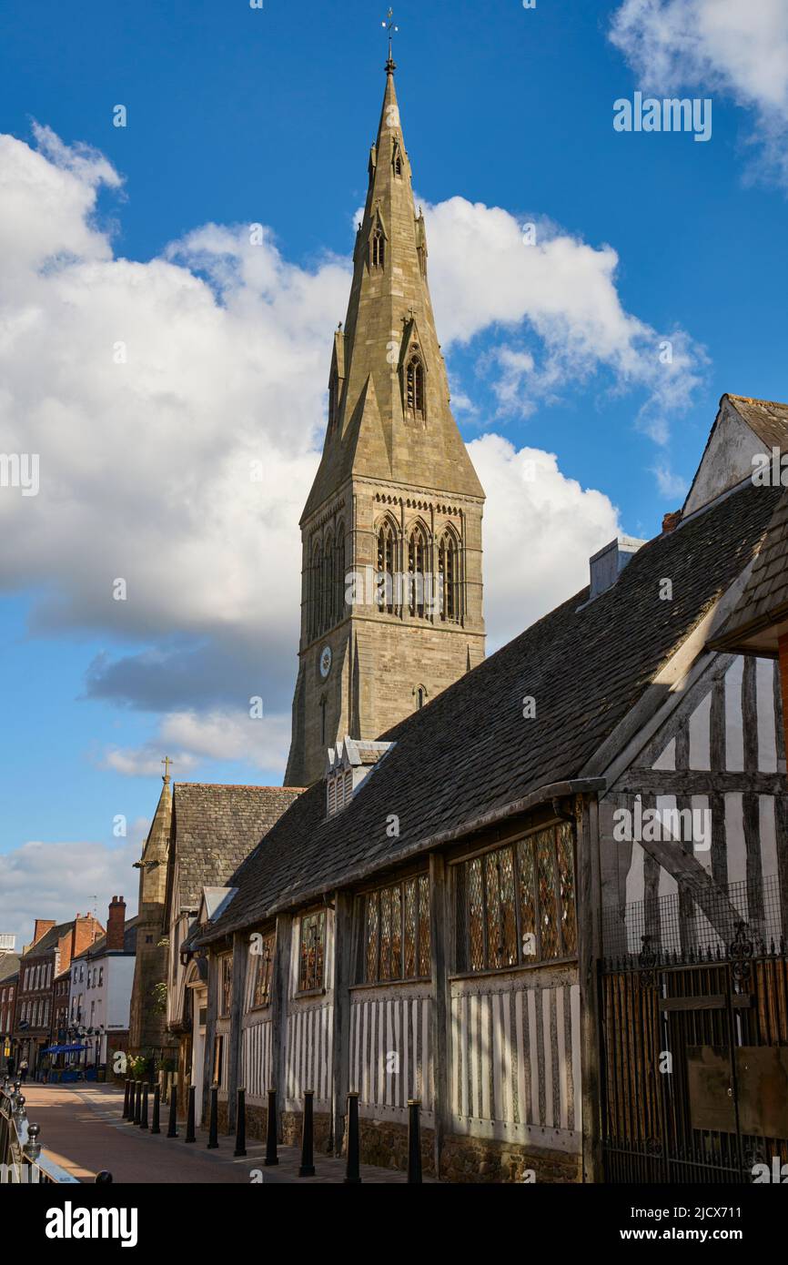 Leicester Cathedral e Guildhall, Leicester, Leicestershire, Inghilterra, Regno Unito, Europa Foto Stock