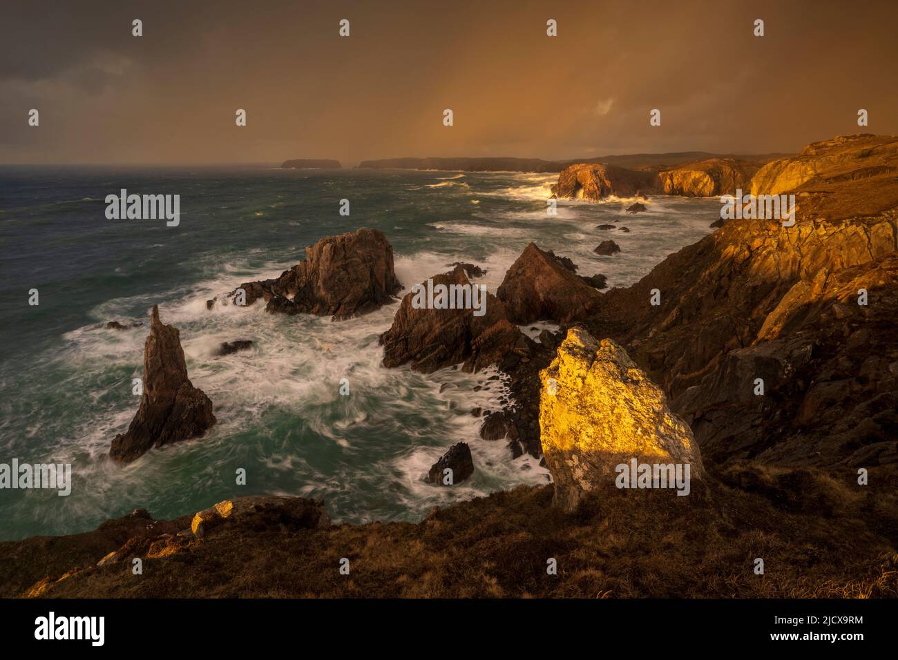 Condizioni Damatiche a Mangersta, Mangersta Beach, Isola di Lewis e Harris, Ebridi esterne, Scozia, Regno Unito, Europa Foto Stock