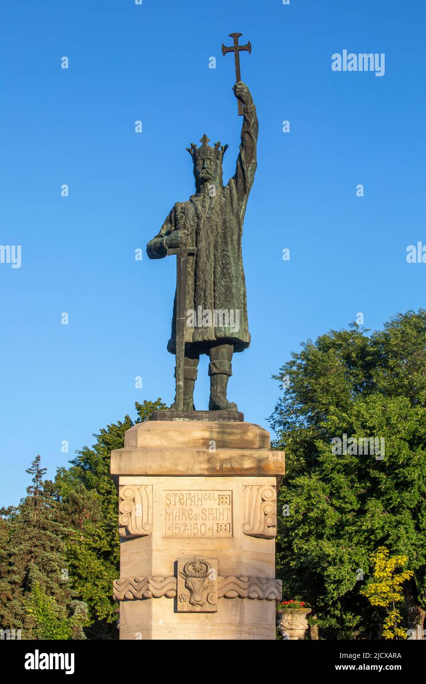 Statua di Stefano III di Moldavia (Stefano il Grande), Chisinau, Moldavia, Europa Foto Stock