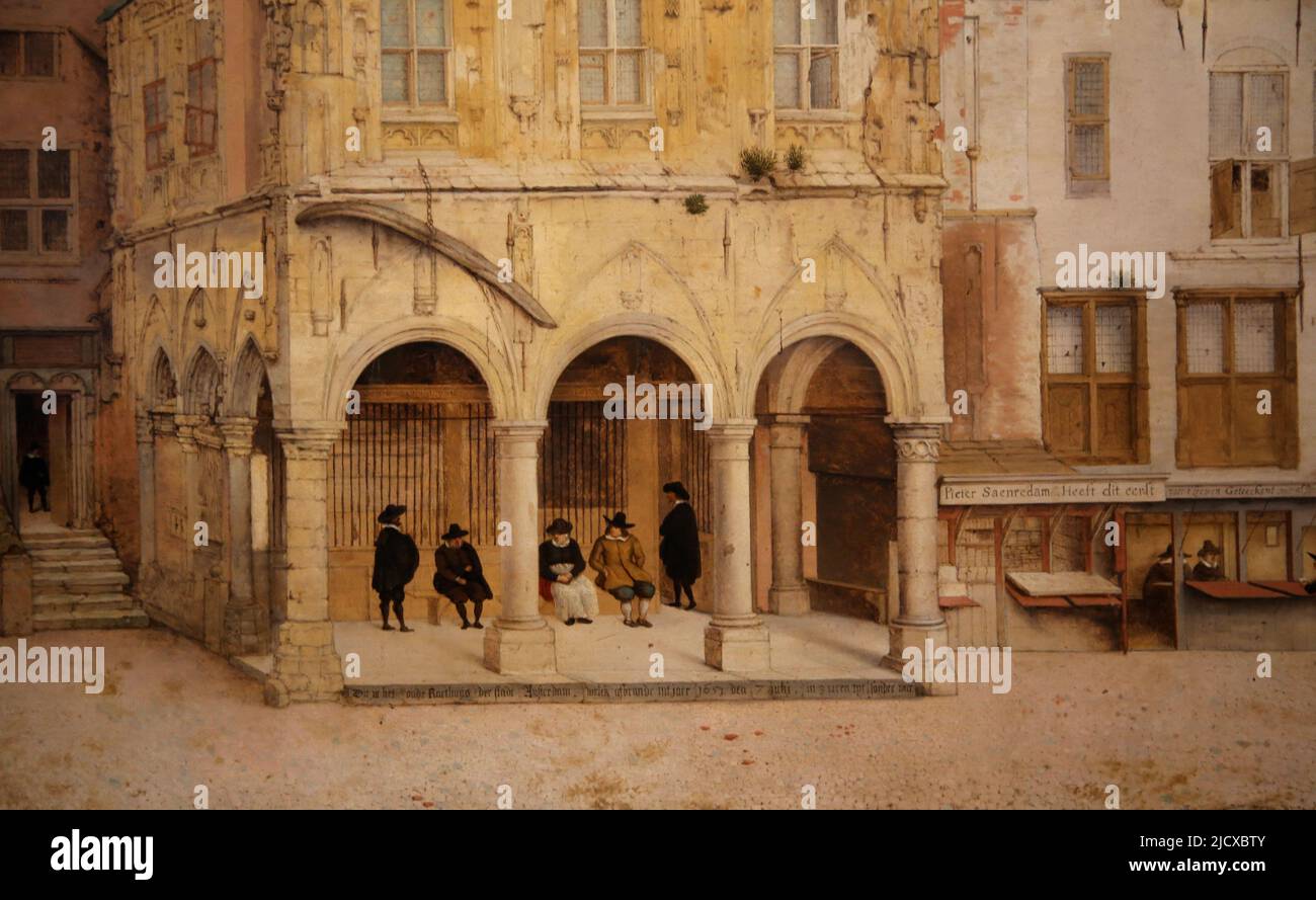 Il vecchio municipio di Amsterdam, di Pieter Jansz Saenredam (1597-1665). Olio su pannello, 1657. Dettaglio. Rijksmuseum. Amsterdam. Paesi Bassi. Foto Stock