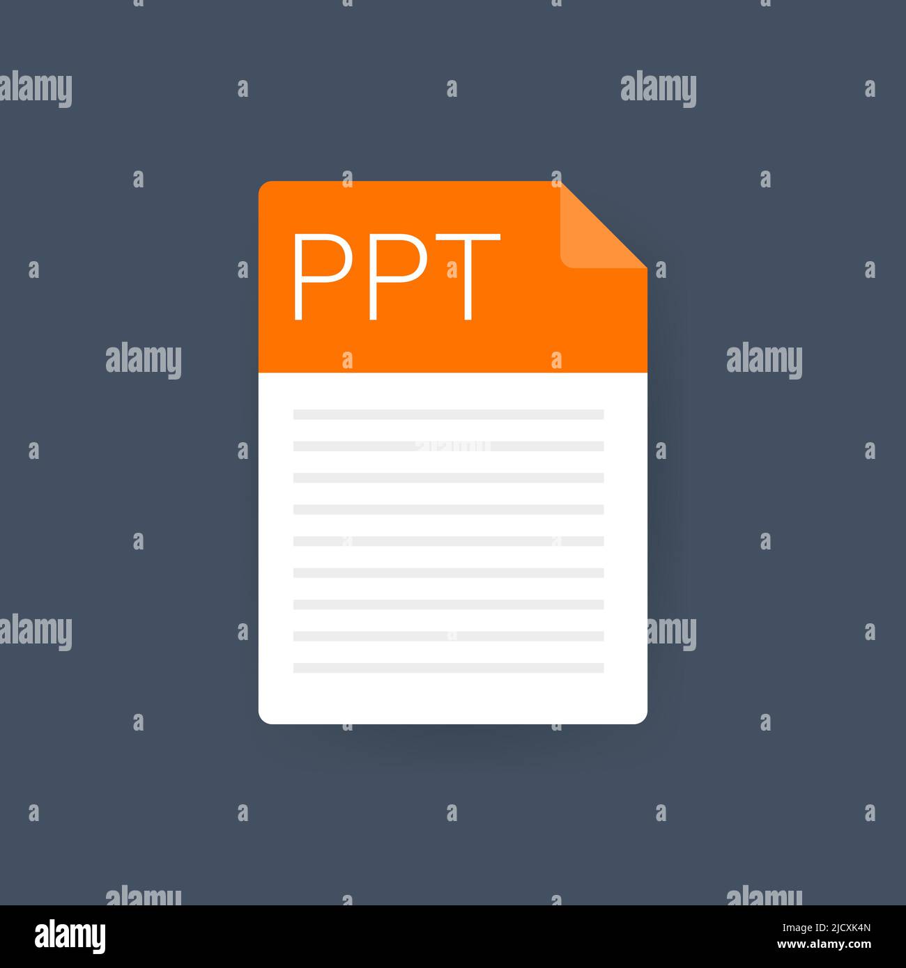 Icona del file PPT. Tipo di documento foglio di calcolo. Illustrazione grafica dal design moderno e piatto. Icona Vector PPT (PPT vettore). Illustrazione Vettoriale