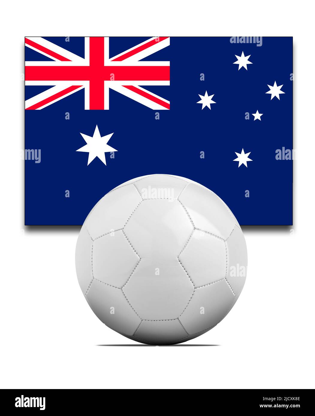 Pallone da calcio vuoto con bandiera della nazionale australiana. Foto Stock