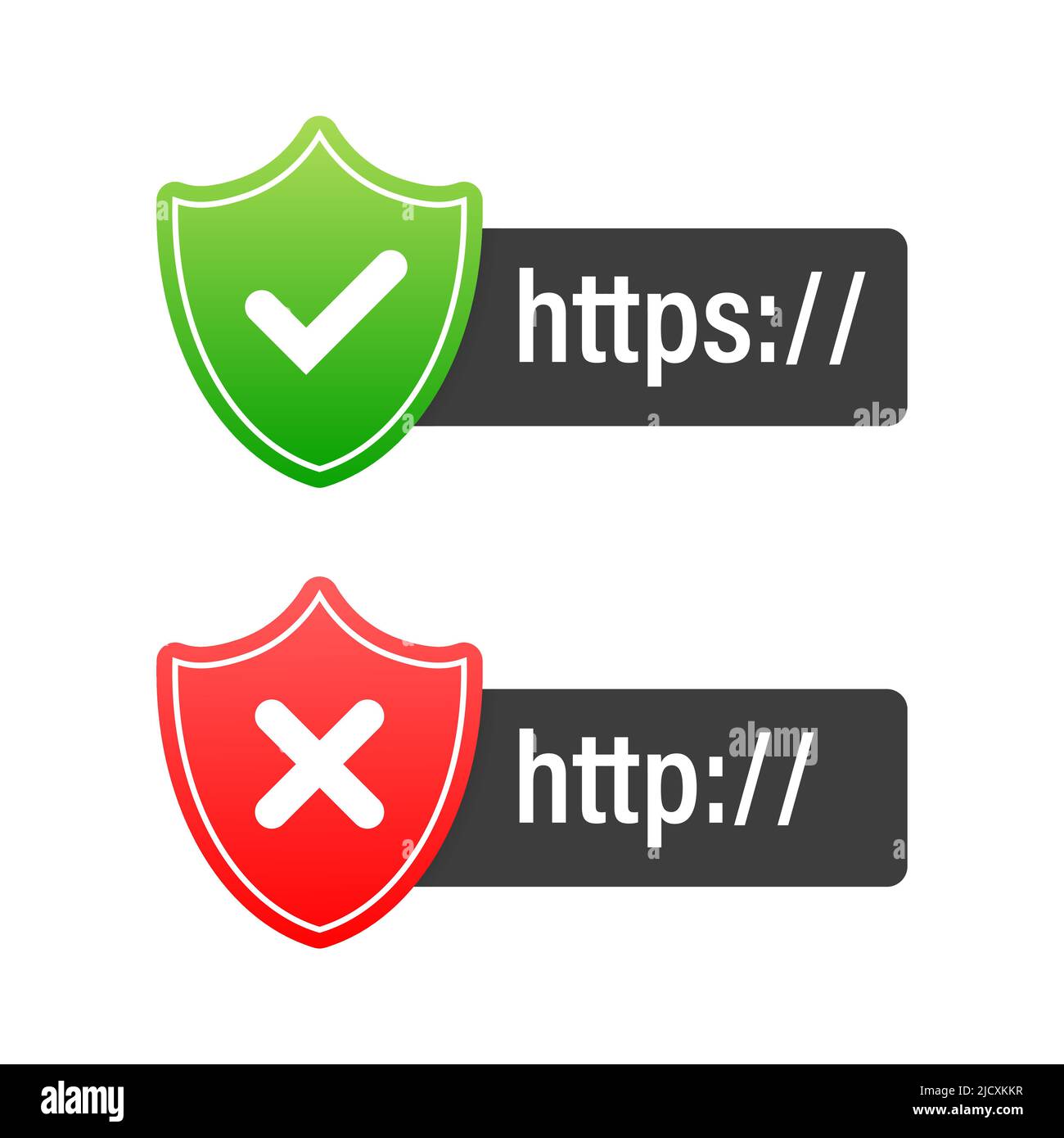 protocolli http e https su shield. Illustrazione Vettoriale