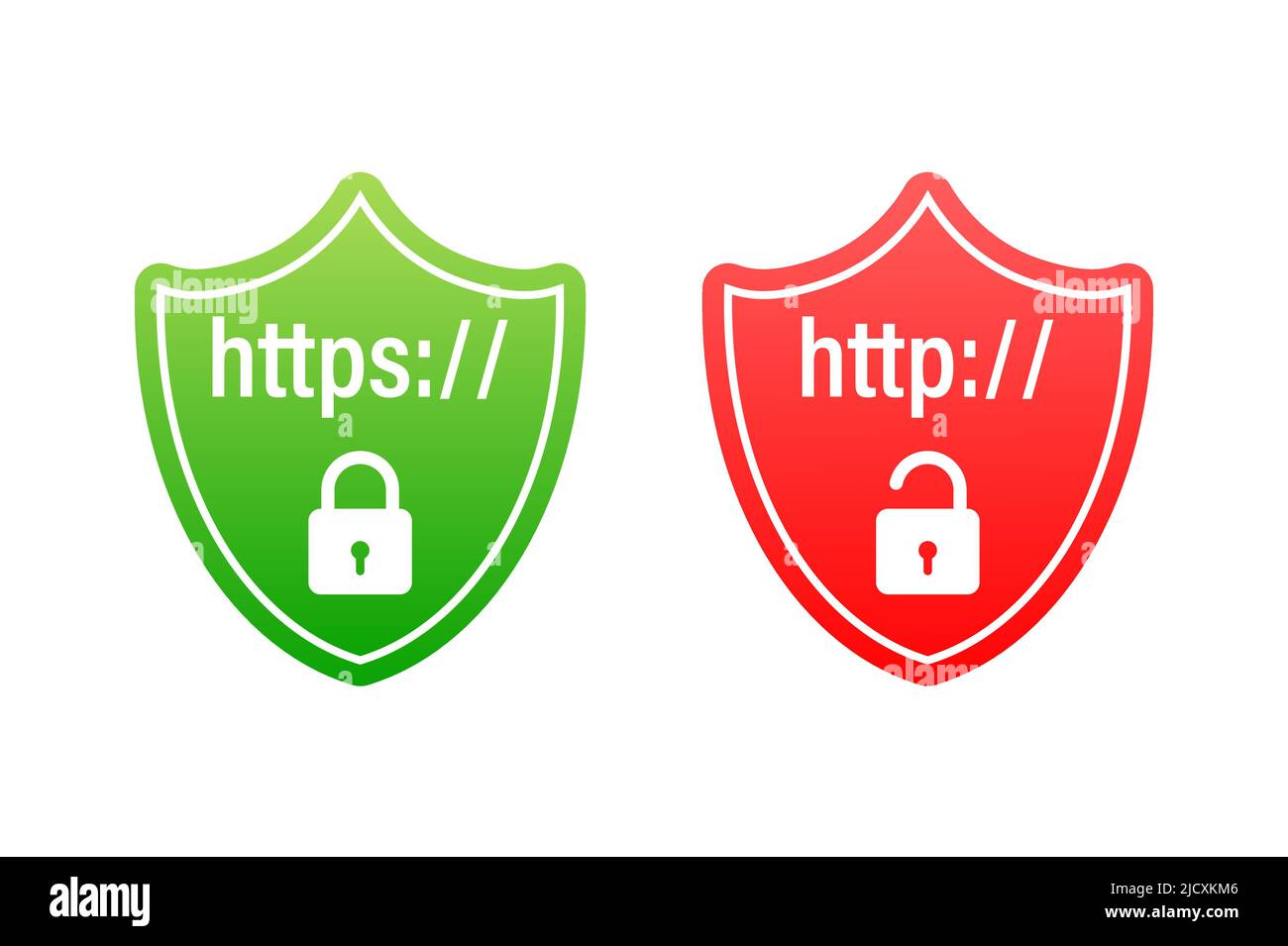 protocolli http e https su shield. Illustrazione Vettoriale