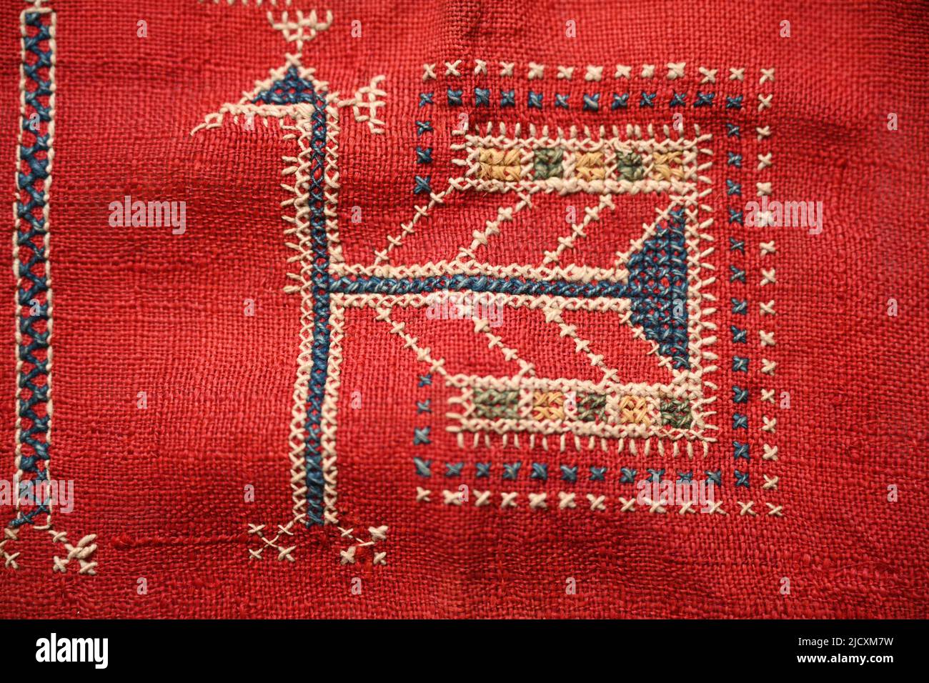 Antico Indian Tribal Textile Rajasthan motivo Ricamo Handmade vintage Shawl decor Art Artwork tessuto Foto Stock