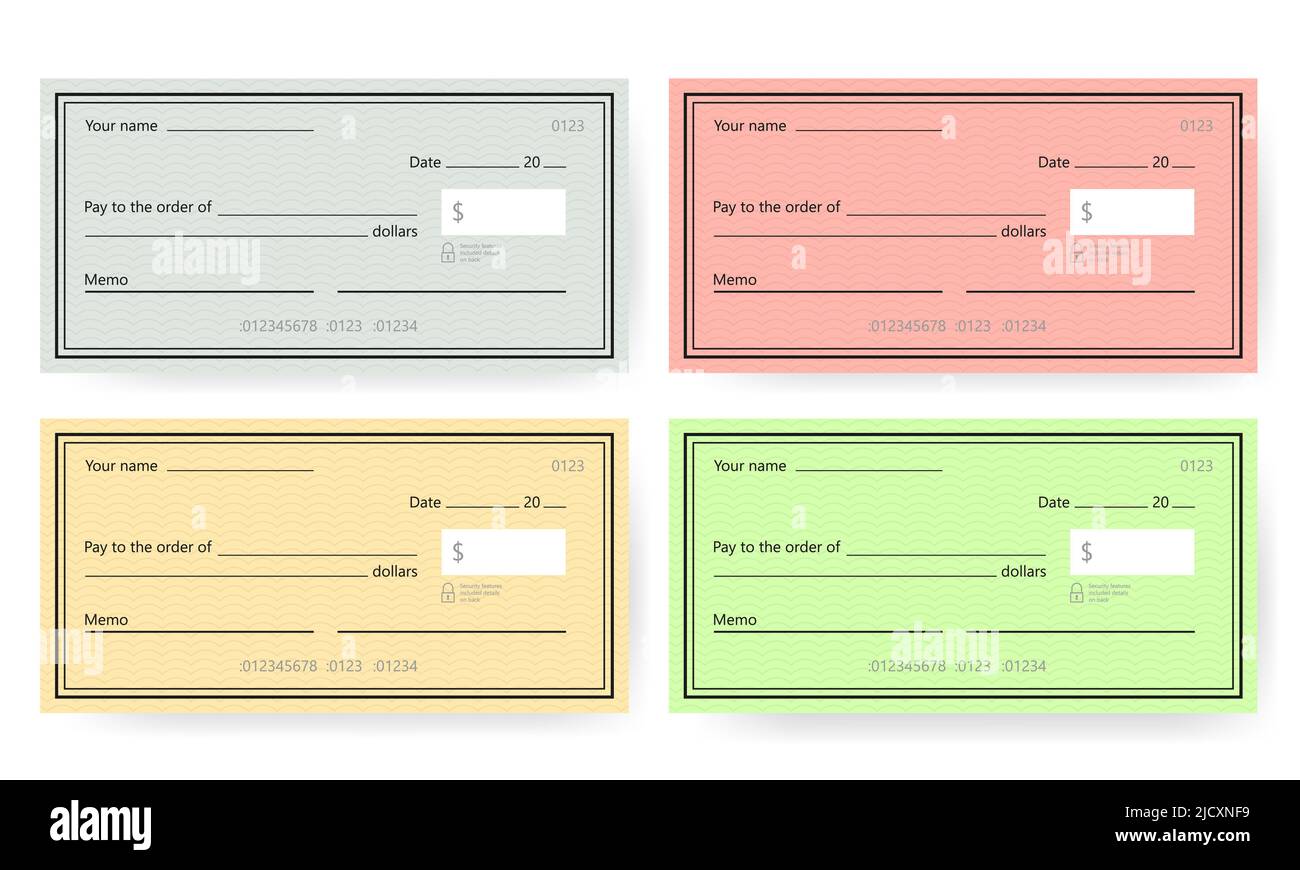 Modello di controllo bianco. Modello assegno bancario. Illustrazione vettoriale. Illustrazione Vettoriale