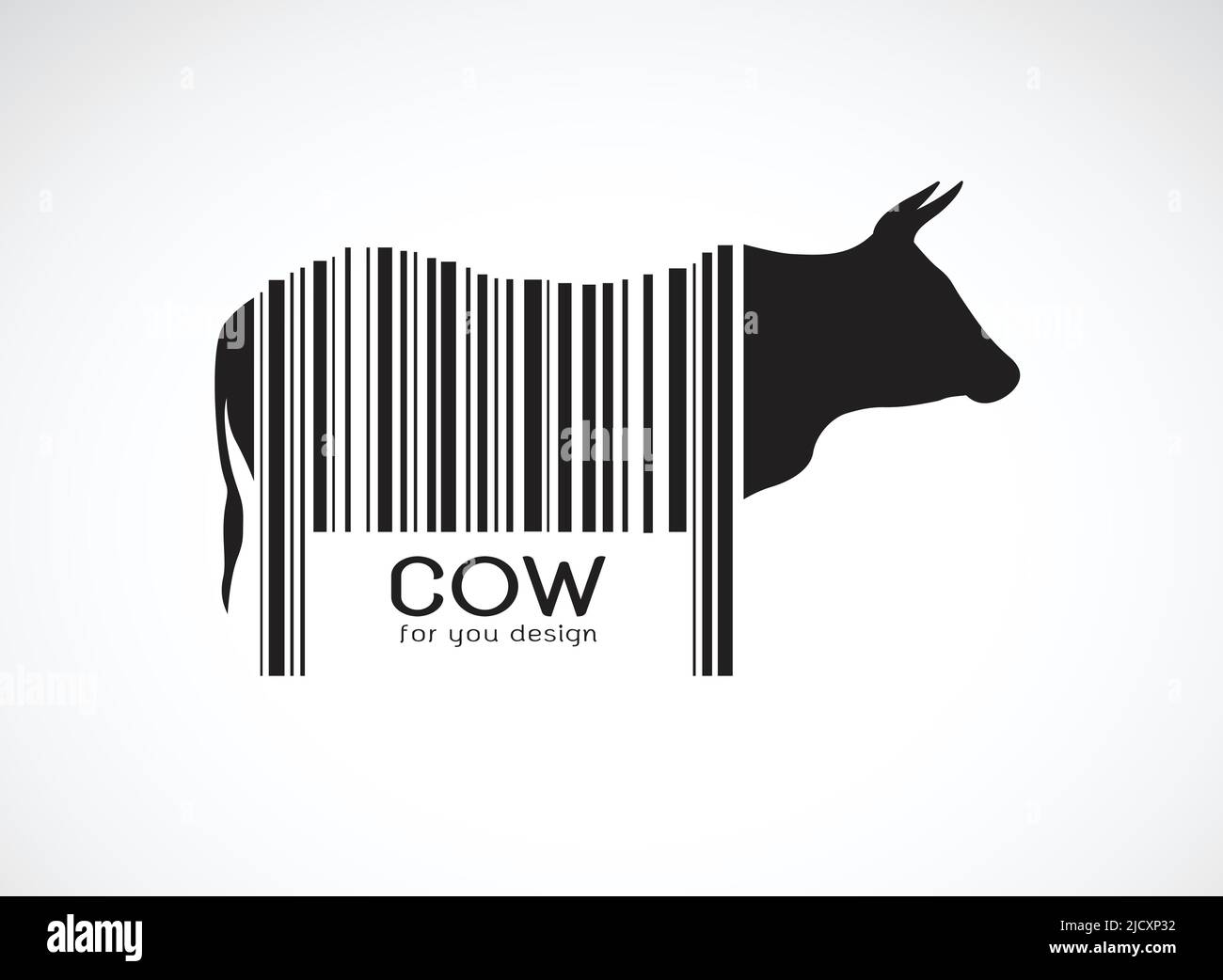 Vettore di mucca sul corpo è un codice a barre. Animali da fattoria. Disegno della mucca. Illustrazione vettoriale a livelli facilmente modificabile. Illustrazione Vettoriale