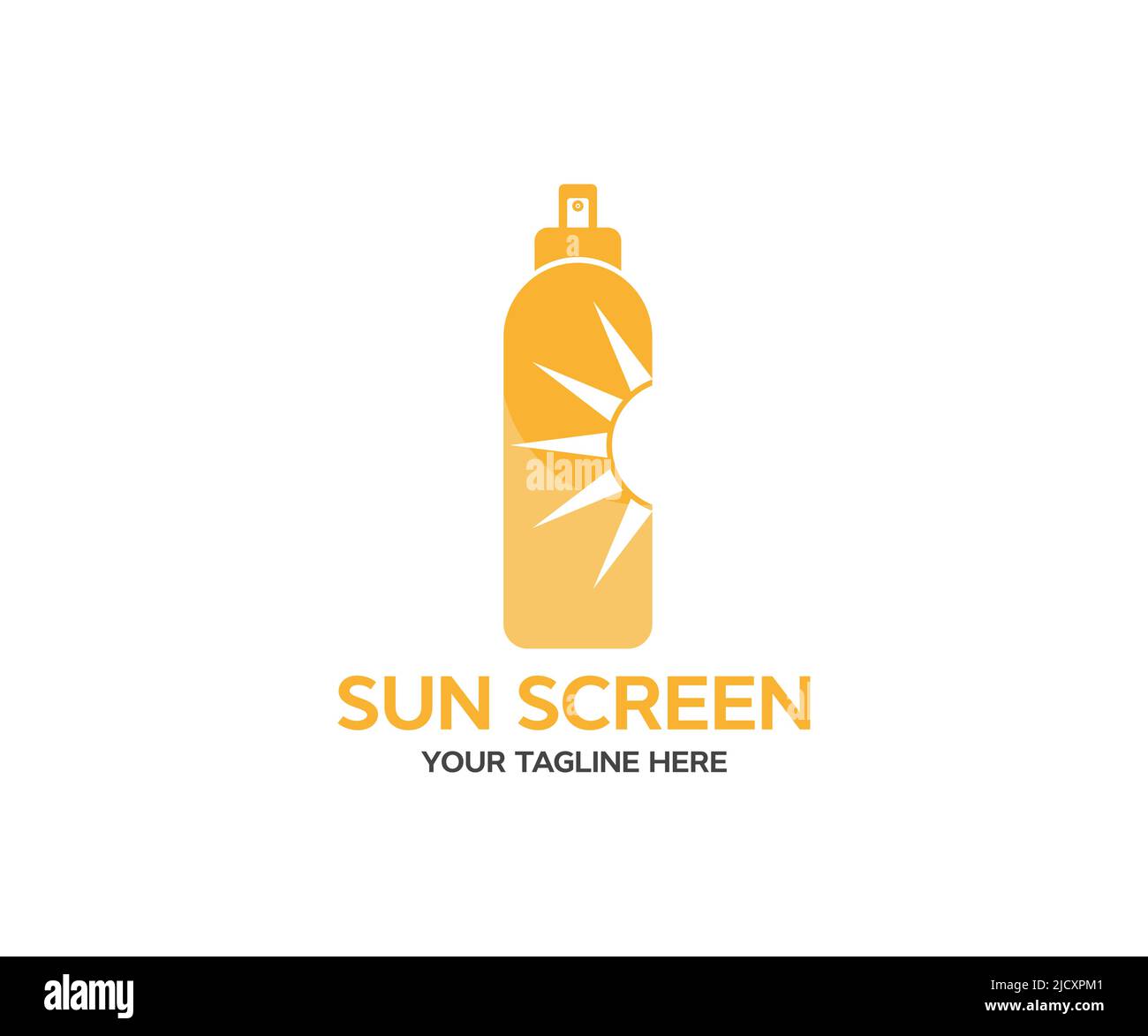 Protezione solare e protezione solare. Logo design. Crema solare, lozione, crema solare crema solare disegno vettoriale e illustrazione. Illustrazione Vettoriale