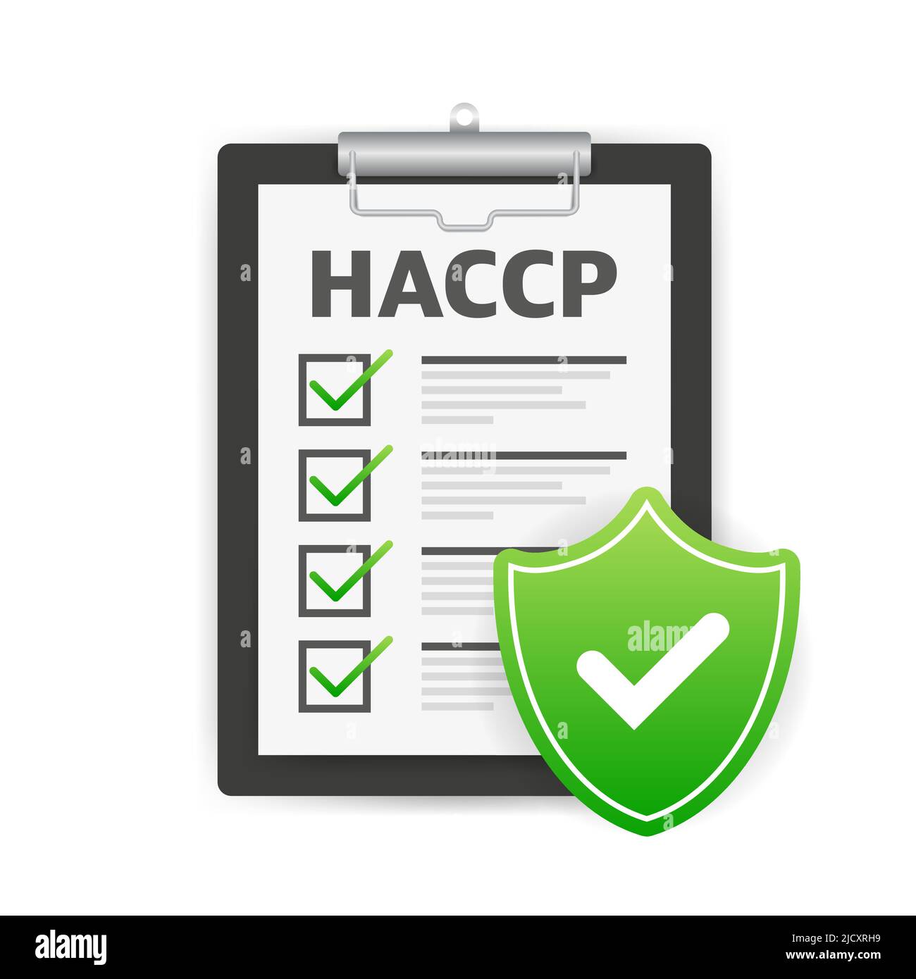 HACCP. Icona dei punti critici di controllo dell'analisi dei pericoli con un premio o un segno di spunta Illustrazione Vettoriale