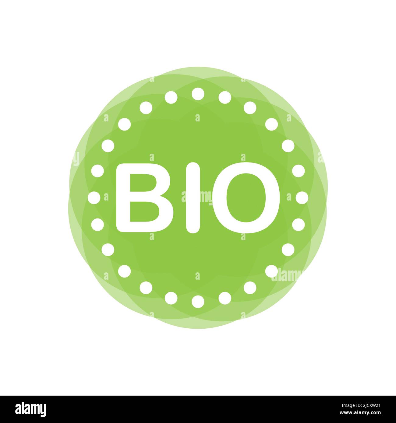 BIO Label Vector, icona a forma di emblema tondo dipinto per l'imballaggio dei prodotti. Cartello biologico. Illustrazione Vettoriale