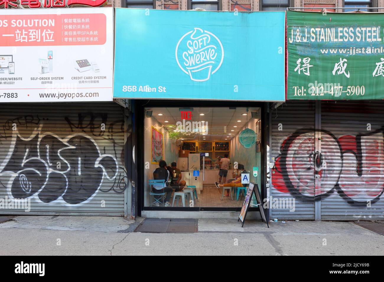 Soft Swerve, 85B Allen St, New York, New York, foto del negozio di un gelato con sapori asiatici a Manhattan Chinatown. Foto Stock