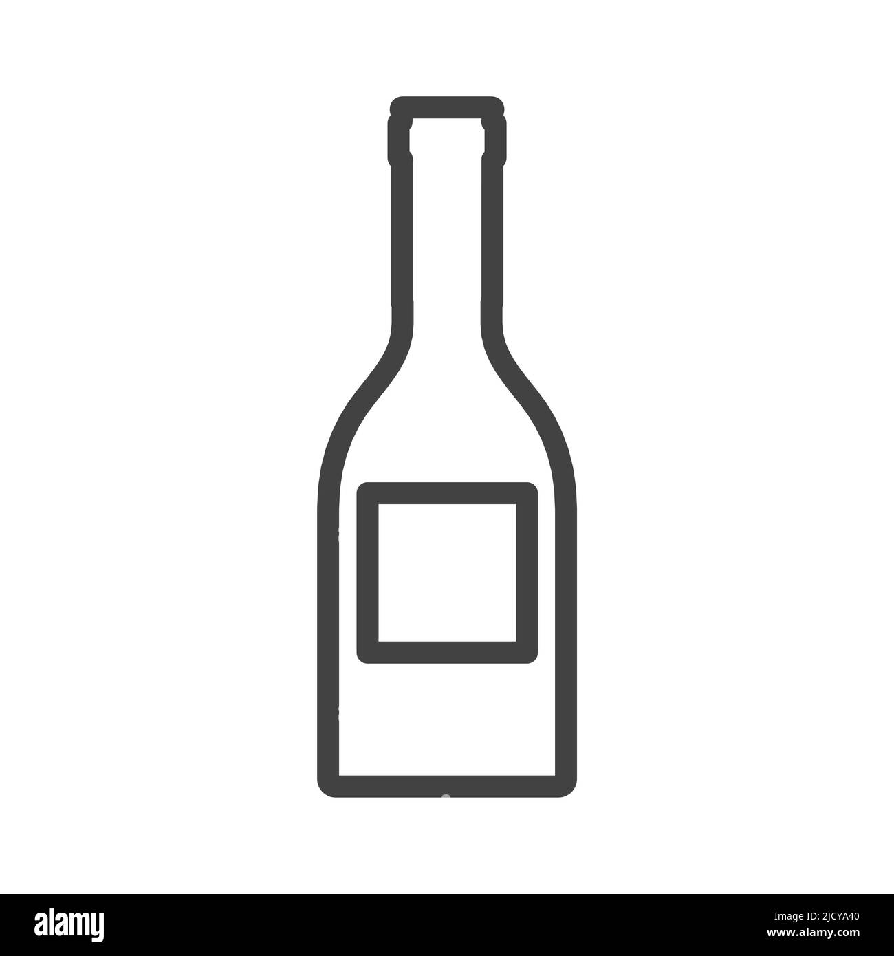 Icona raffigurante il vettore della bevanda in vetro del flacone. Contenitore in plastica liquida, simbolo della bevanda e oggetto con etichetta con alcol. Food Graphic segno soda o birra iso Illustrazione Vettoriale