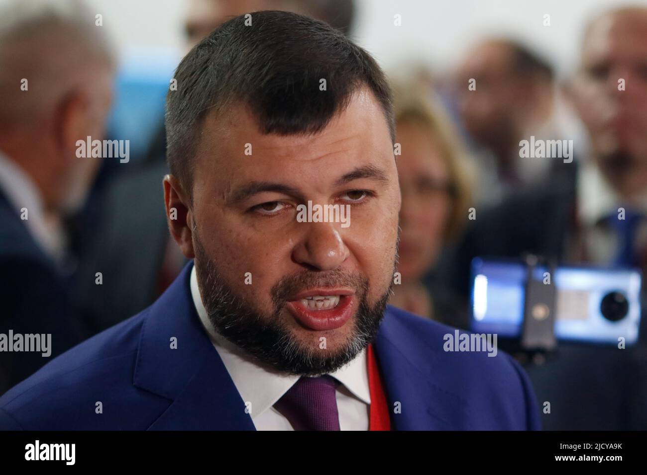 San Pietroburgo, Russia. 16th giugno 2022. Denis Pushilin, capo della Repubblica popolare di Donetsk, DNR alla conferenza stampa del forum economico internazionale di San Pietroburgo 2022 (SPIEF 2022). Credit: SOPA Images Limited/Alamy Live News Foto Stock