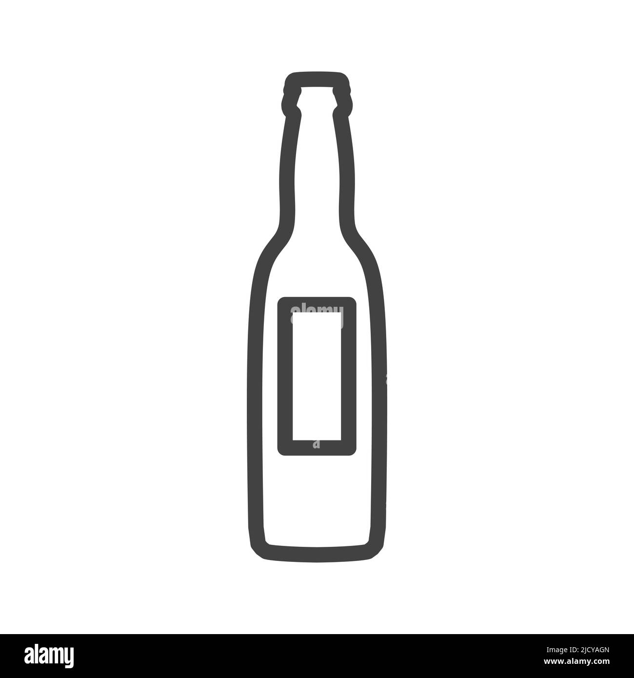 Icona raffigurante il vettore della bevanda in vetro del flacone. Contenitore in plastica liquida, simbolo della bevanda e oggetto con etichetta con alcol. Food Graphic segno soda o birra iso Illustrazione Vettoriale