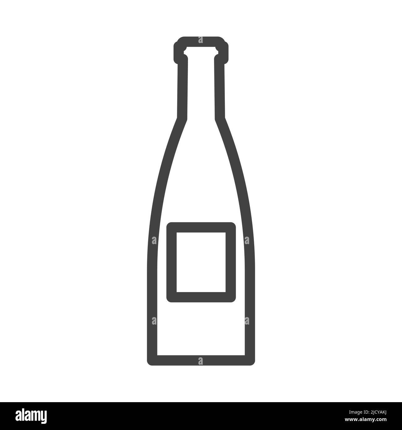 Icona raffigurante il vettore della bevanda in vetro del flacone. Contenitore in plastica liquida, simbolo della bevanda e oggetto con etichetta con alcol. Food Graphic segno soda o birra iso Illustrazione Vettoriale